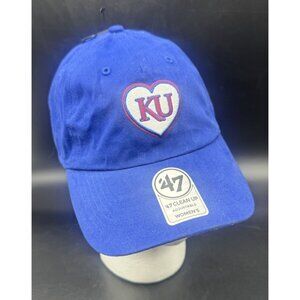 47 Brand Clean Up Womens Blue Kansas Jayhawks KU Adjustable Cotton Hat NEW